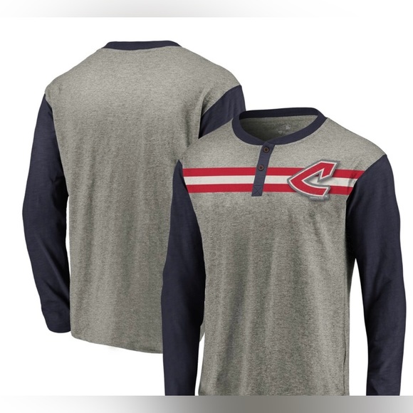 Fanatics Other - CLEVELAND INDIANS True Classics Stripe Henley Long Sleeves T-shirt Size …
